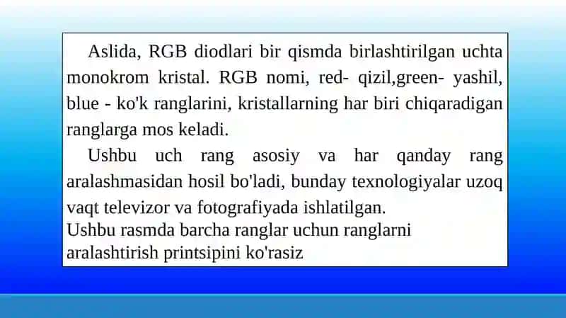 RGB yorug‘li moduli bilan ishlash 3