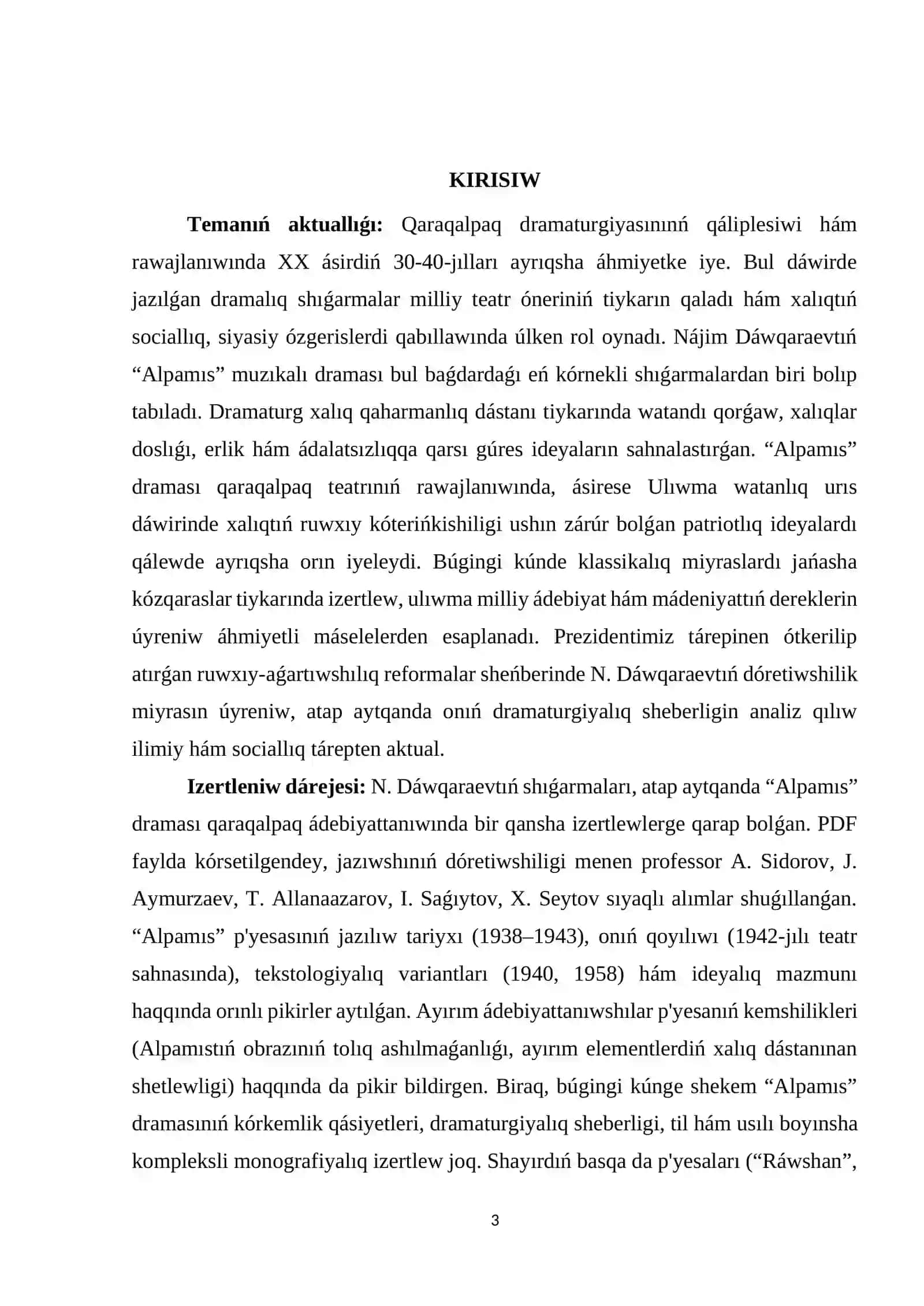 «ÁDEBIYATTANIW TEORIYASÍ» páninen 3