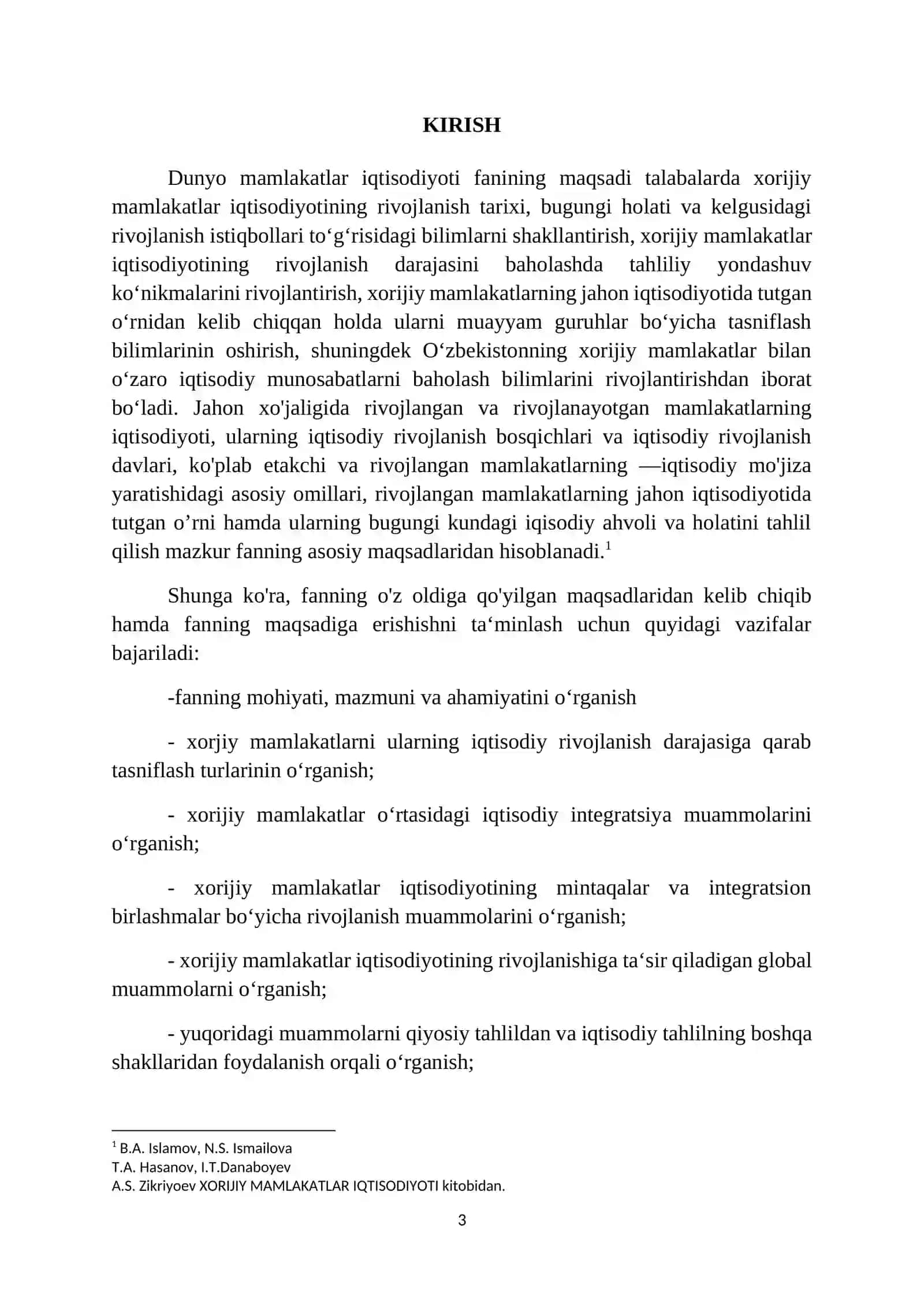 Dunyo mamlakatlar iqtisodiyoti fanining maqsadi, vazifalari, predmeti va uslubi 3