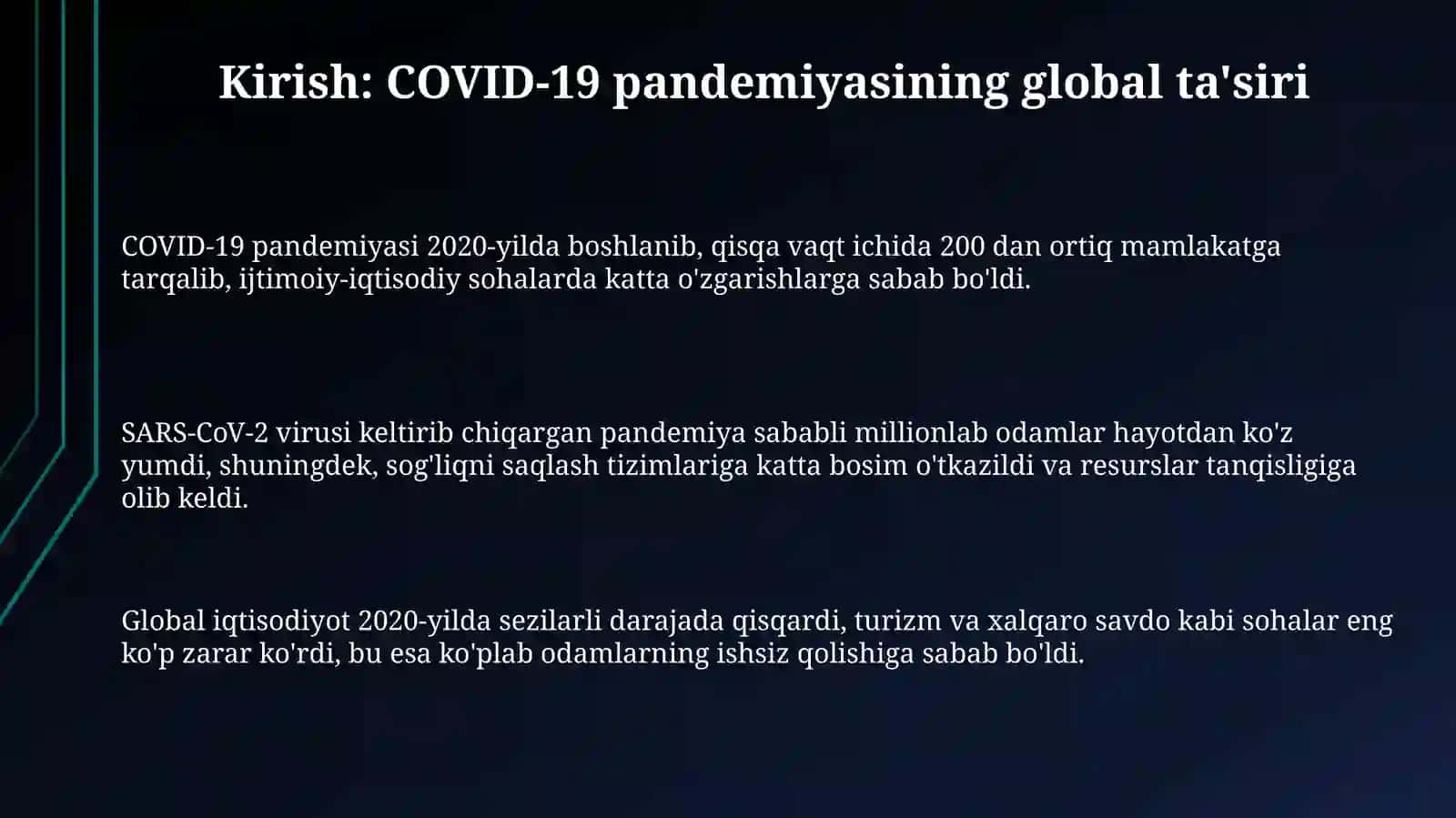 Covid-19 pandemiyasidavrida aholi salomatligini muhofazalashda BTSYO muassasalarining o'rni 3