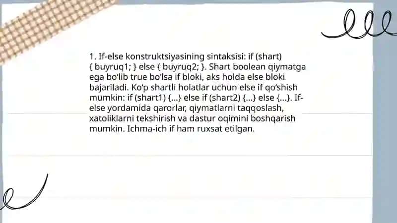 Shartli operatorlar (If-else, Switch) 3