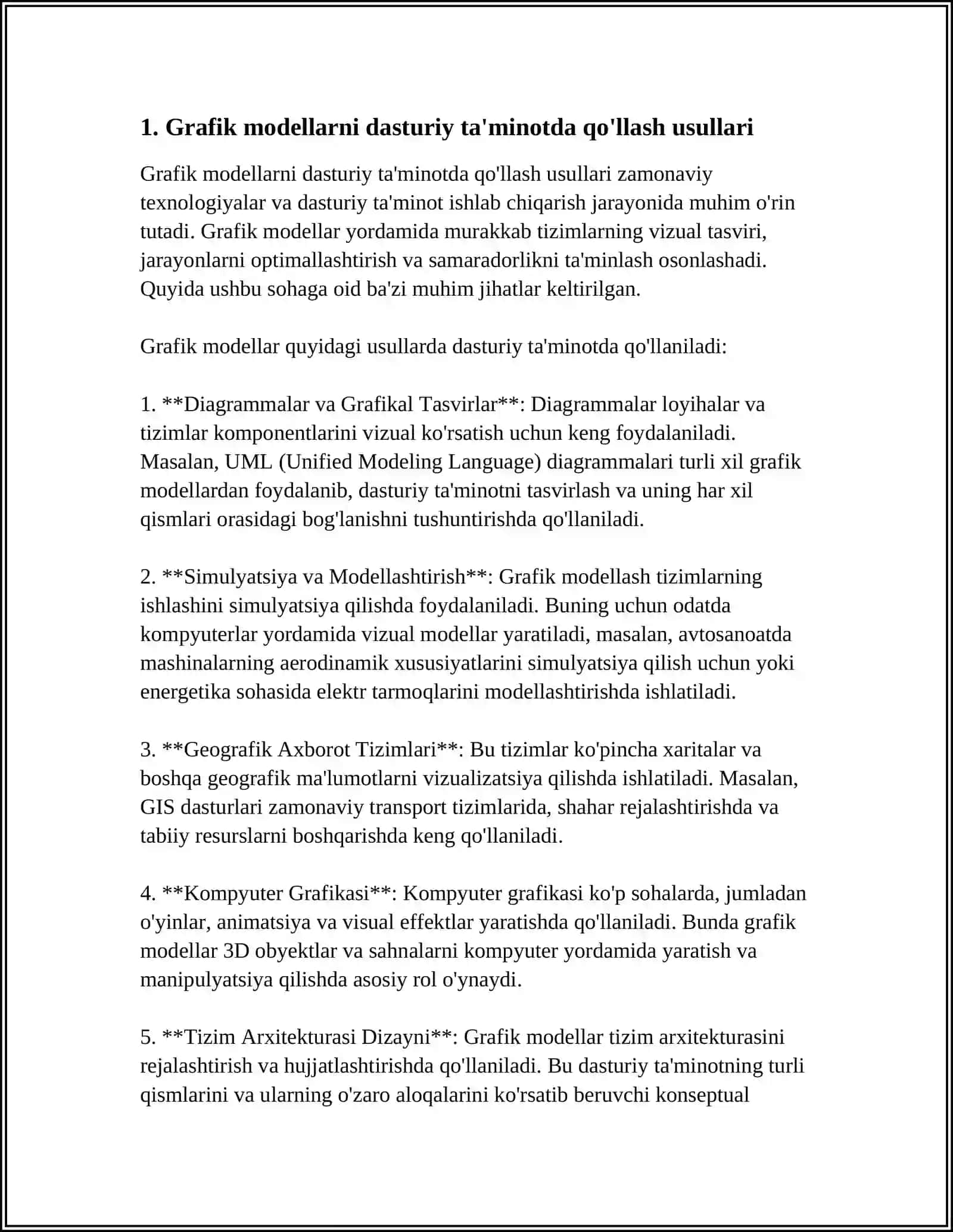 DASTURIY TAMINOTDA GRAFIK MODELLARDAN FOYDALANISH 3