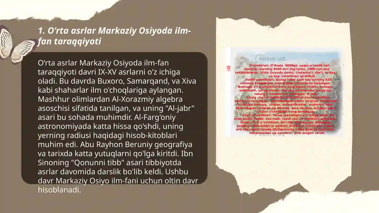 Oʻrta arslarda Markaziy Osiyoda tabiat haqidagi tushunchalarning rivojlanishi 3