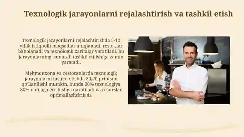 Mehmonxona va restoran biznesidagi texnologik jarayonlarni boshqarish 3