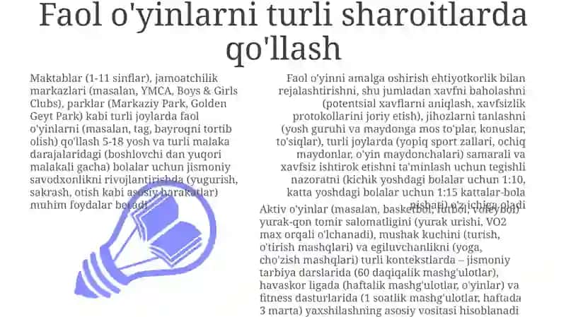 Faol O'yinlar va Jismoniy Rivojlanish 3