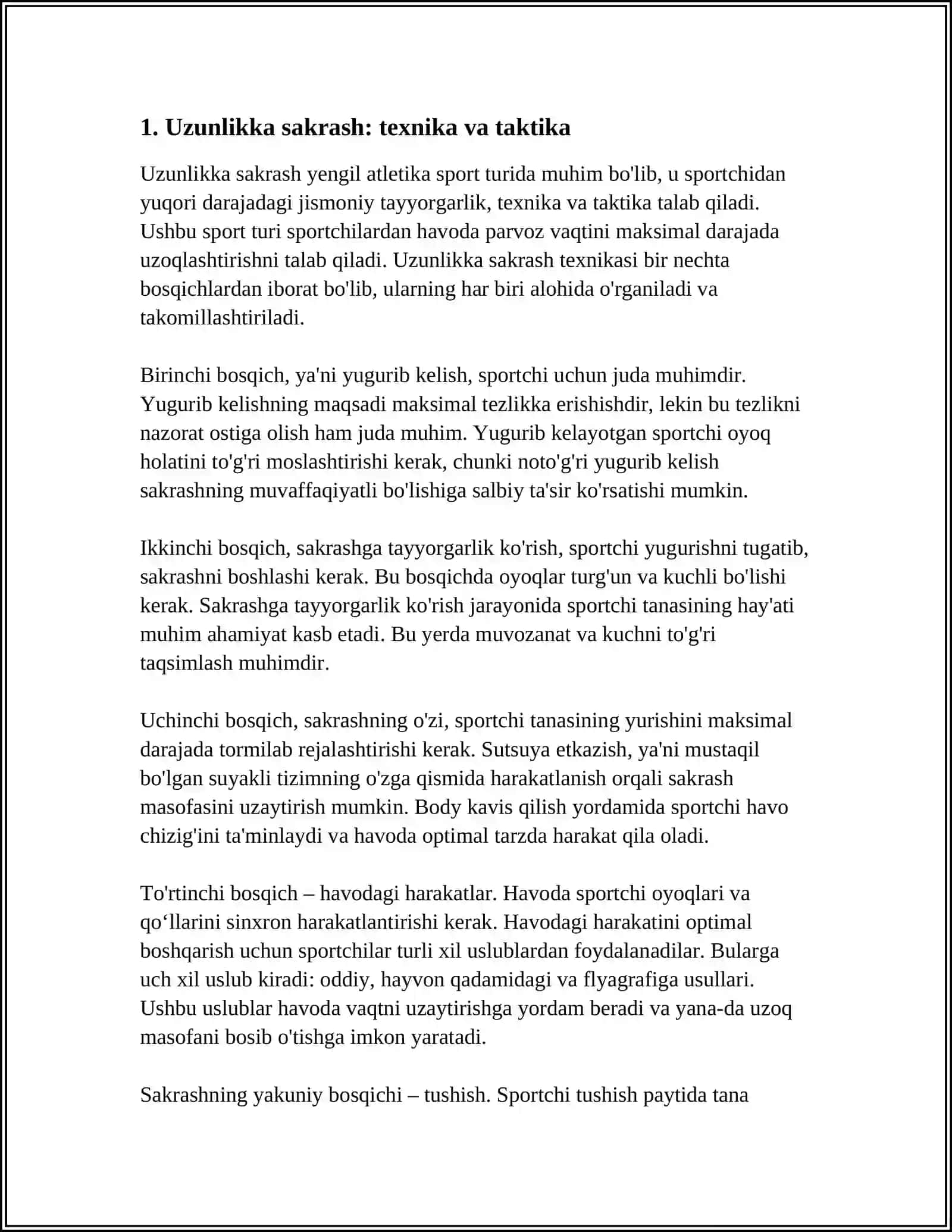 YENGIL ATLETIKA:SAKRASH TURLARI 3