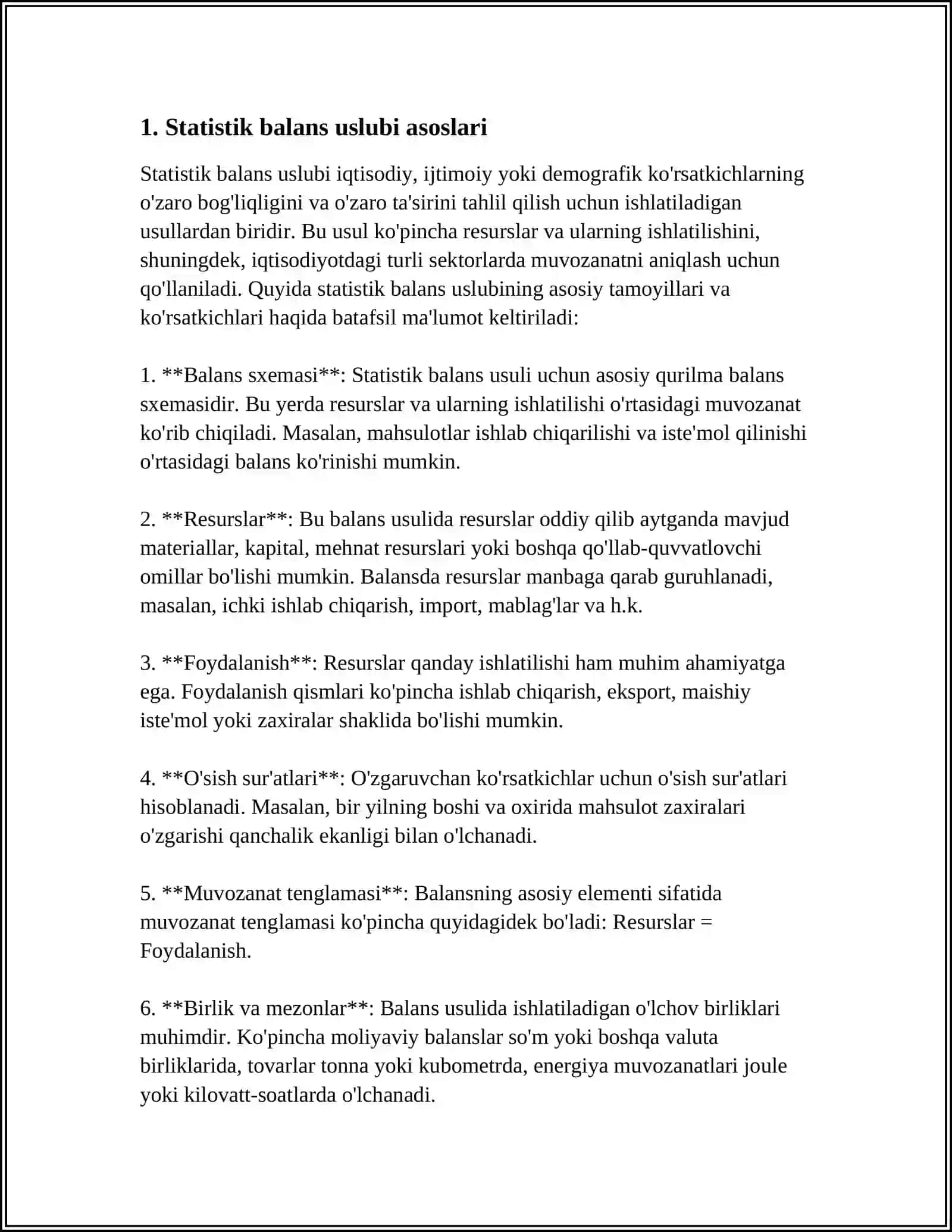 Statistikada balans uslubi va unig milliy hisoblamalar tizimida qo'llanishi 3