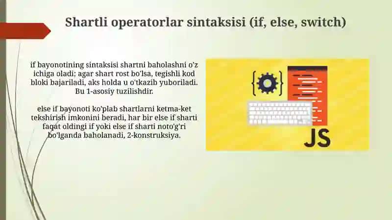 Shartli operatorlar (if, else, switch) 3