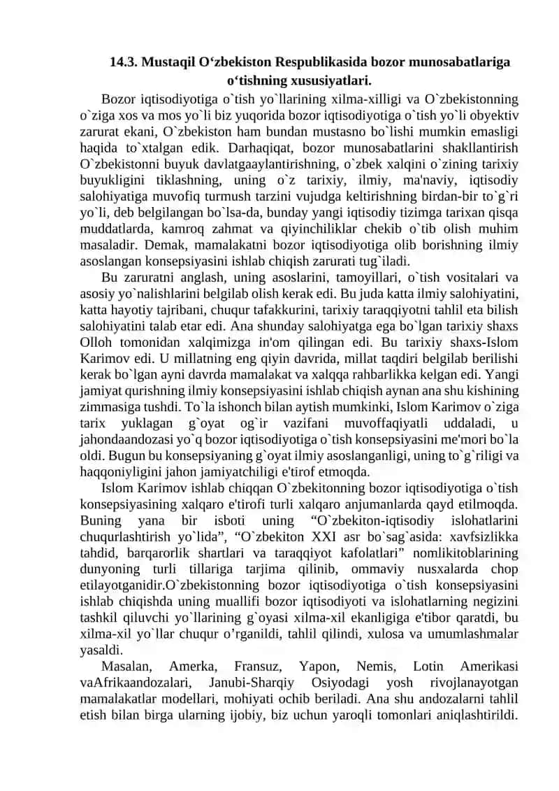 O`ZBEKISTON RESPUBLIKАSINING BOZOR MUNOSАBАTLАRIGА O`TISH KONSEPSIYАSI VА STRАTEGIYАSI. 3