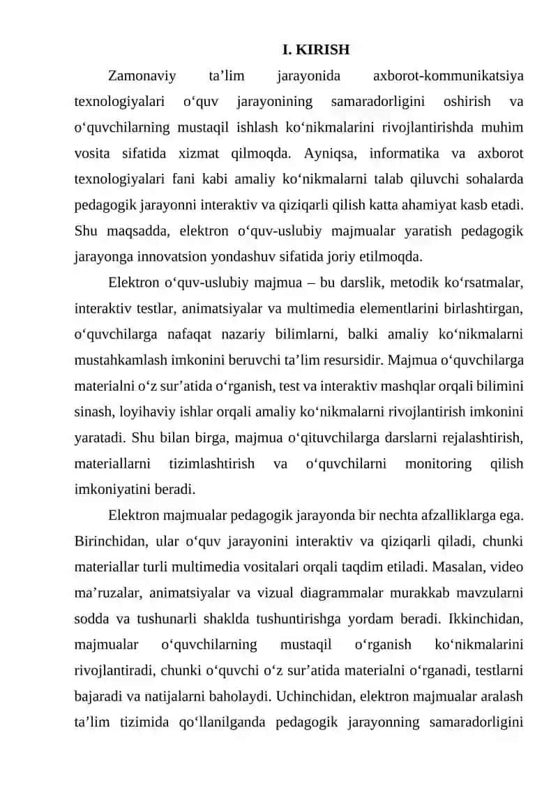 9-SINF INFORMATIKA VA AXBOROT TEXNOLOGIYALARI FANIDAN ELEKTRON O‘QUV-USLUBIY MAJMUA YARATISH METODIKASI 3