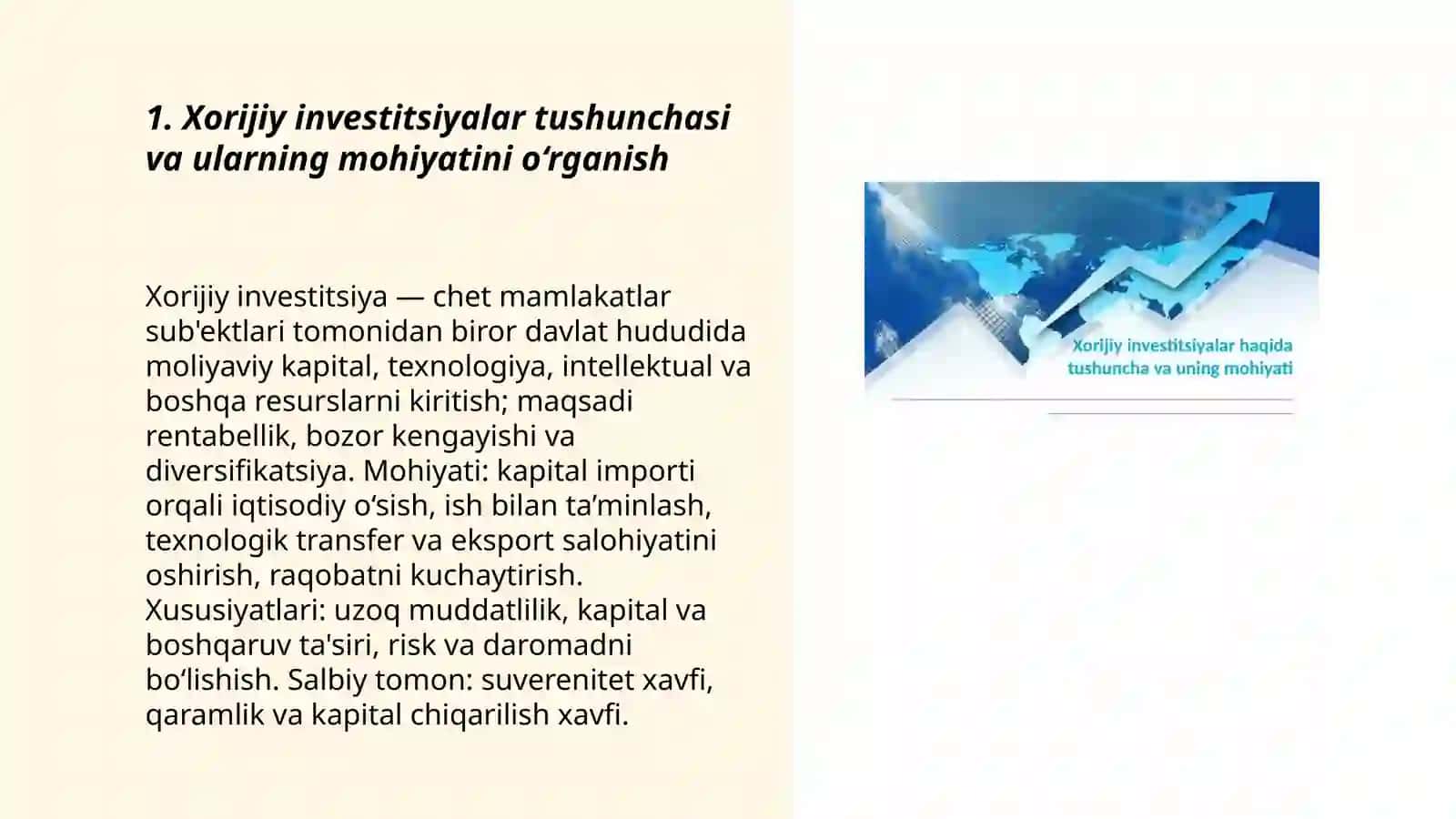 Xorijiy investitsiyalarning mohiyati va shakllari 3
