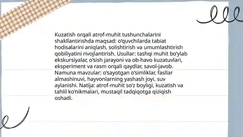 Boshlang’ich ta’lim tabiiy fanlari darslarida kuzatish orqali yangi bilim va tushunchalarni shakllantirish 3