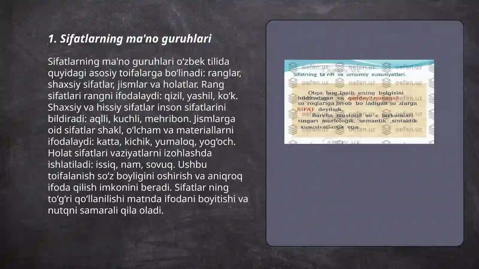 Sifatlar Ma'no Turlari 3