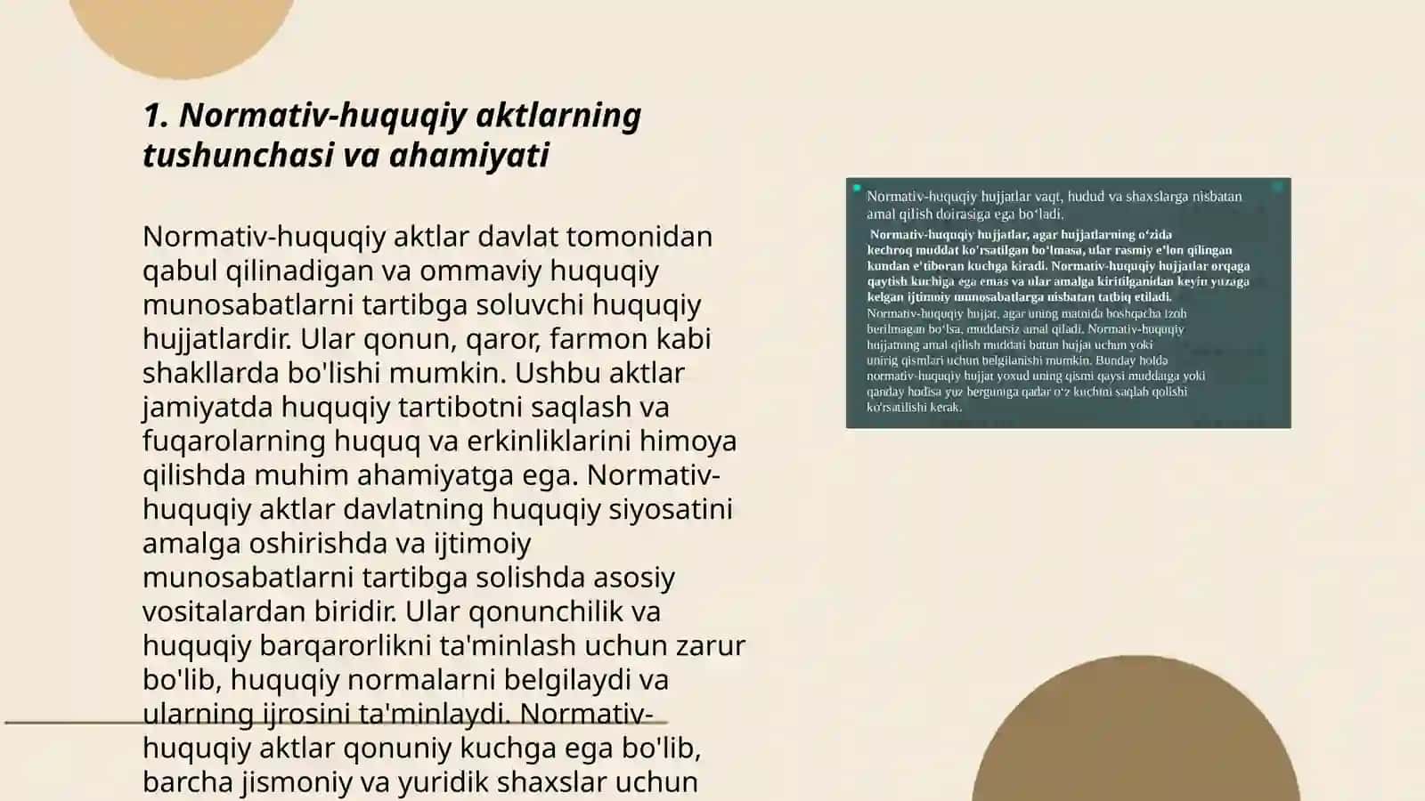 Normativ-huquqiy aktlar mavzusida 20betlik mustaqil ish rasmlari bilan 3