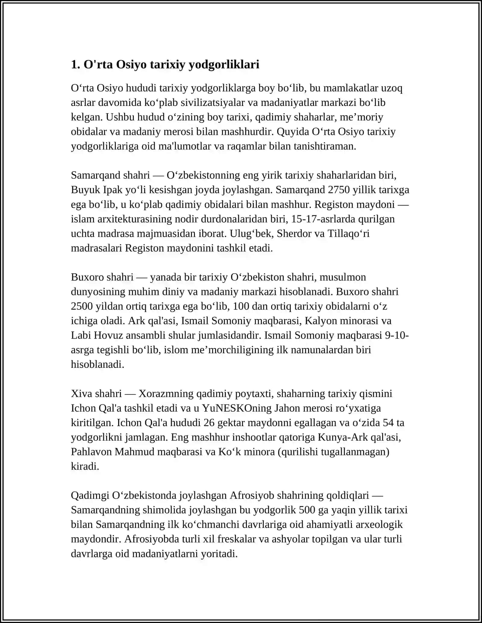 TARIX FANLARI BOʻYICHA TAYYORLANGAN AVTOREFERATNI HTTPS://WWW.ZIYONET.UZ/ PORTALIDAN YUKLAB OLIB UNI KOʻRIB CHIQISH VA QISQACHA TAVSIF BERISH 3