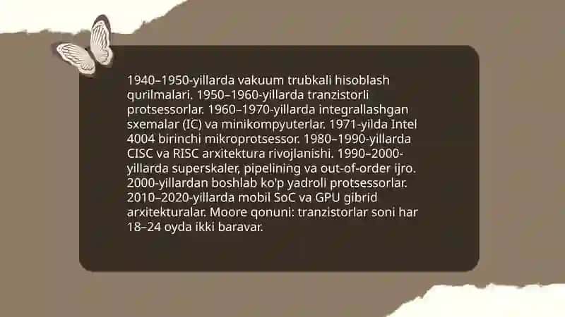 Protsessorlarning rivojlanish bosqichlari va texnik parametrlari 3