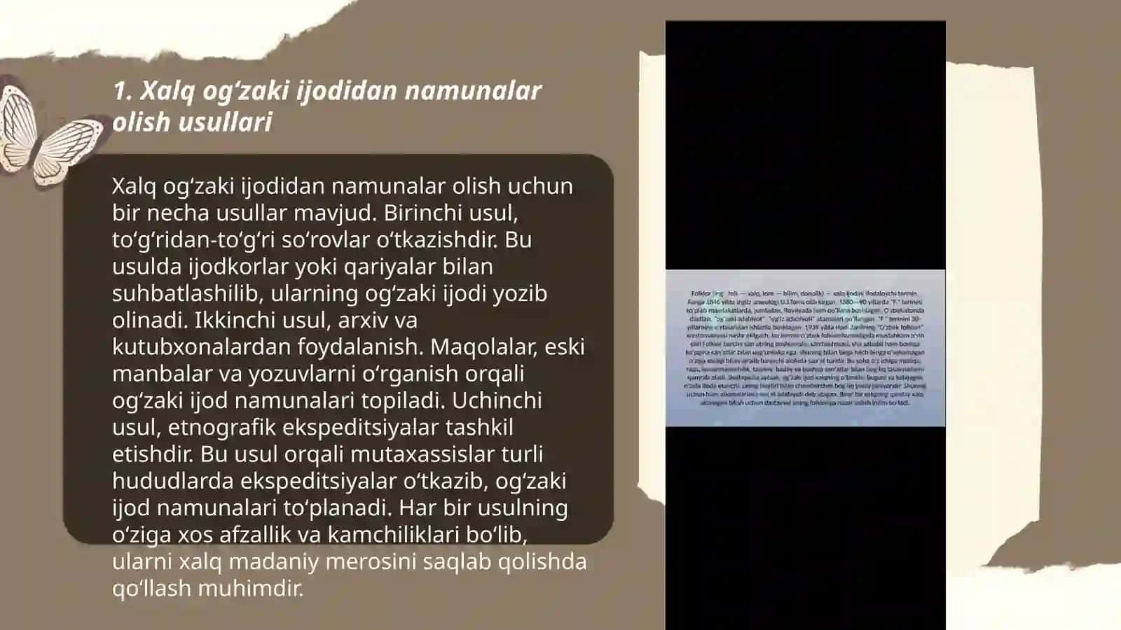 Xalq ogʻzaki ijodidan namunalar olish usullari 3