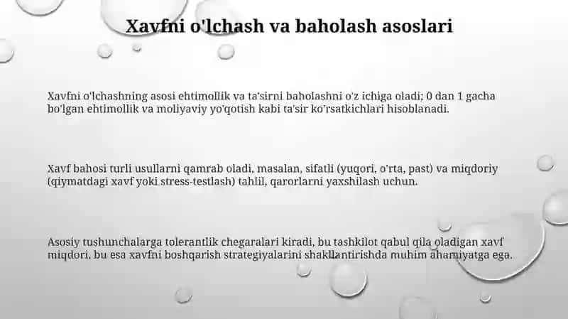 RISKNI O'LCHASH VA QAROR QABUL QILISH 3
