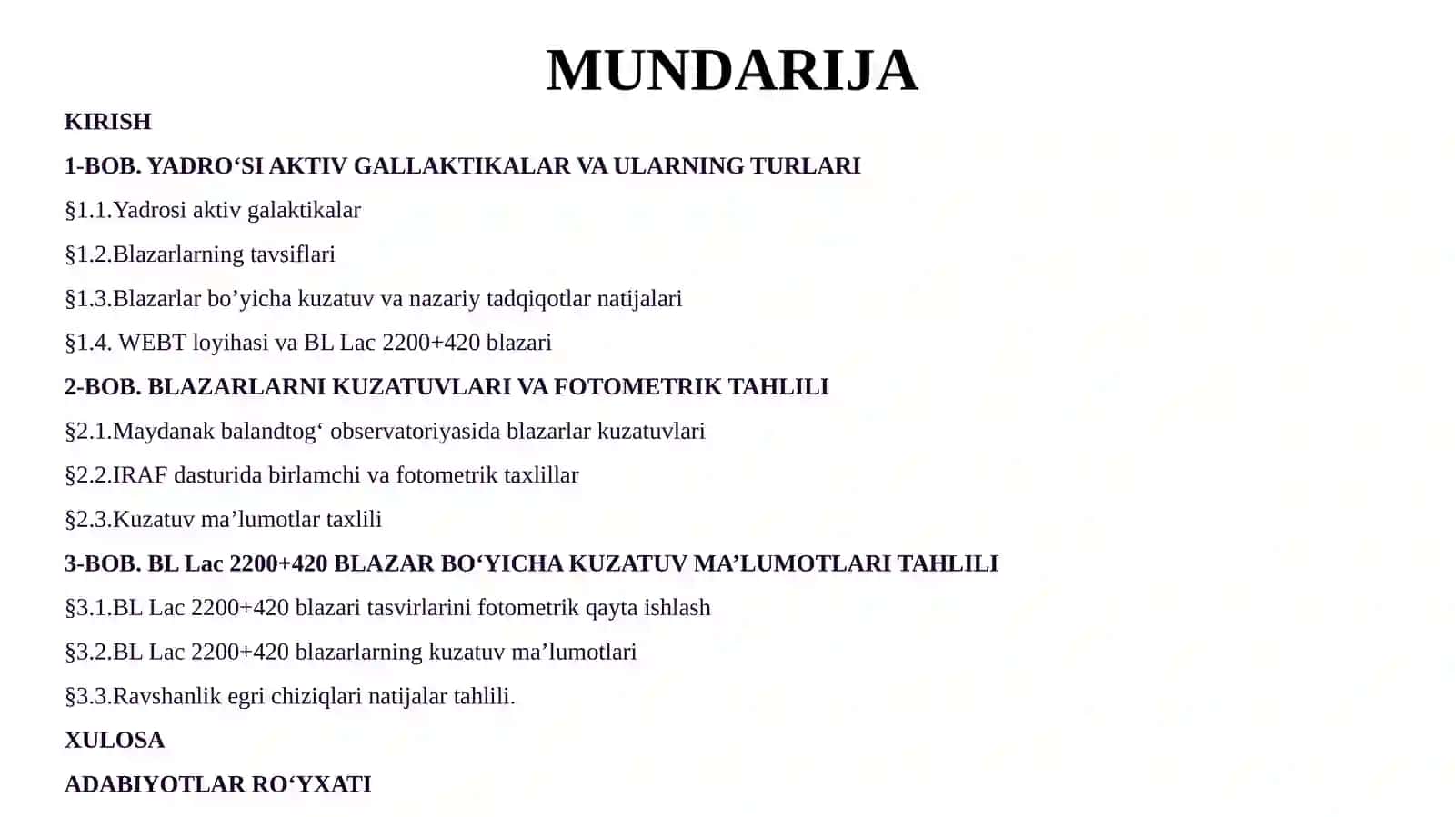 Blazarlarning kuzatuv ma’lumotlari tahlili 3
