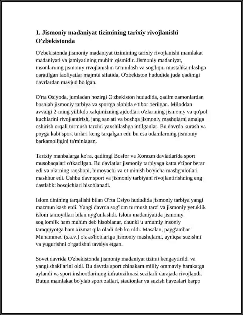 MAMLAKATIMIZDA JISMONIYMADANIYAT TIZIMI 3