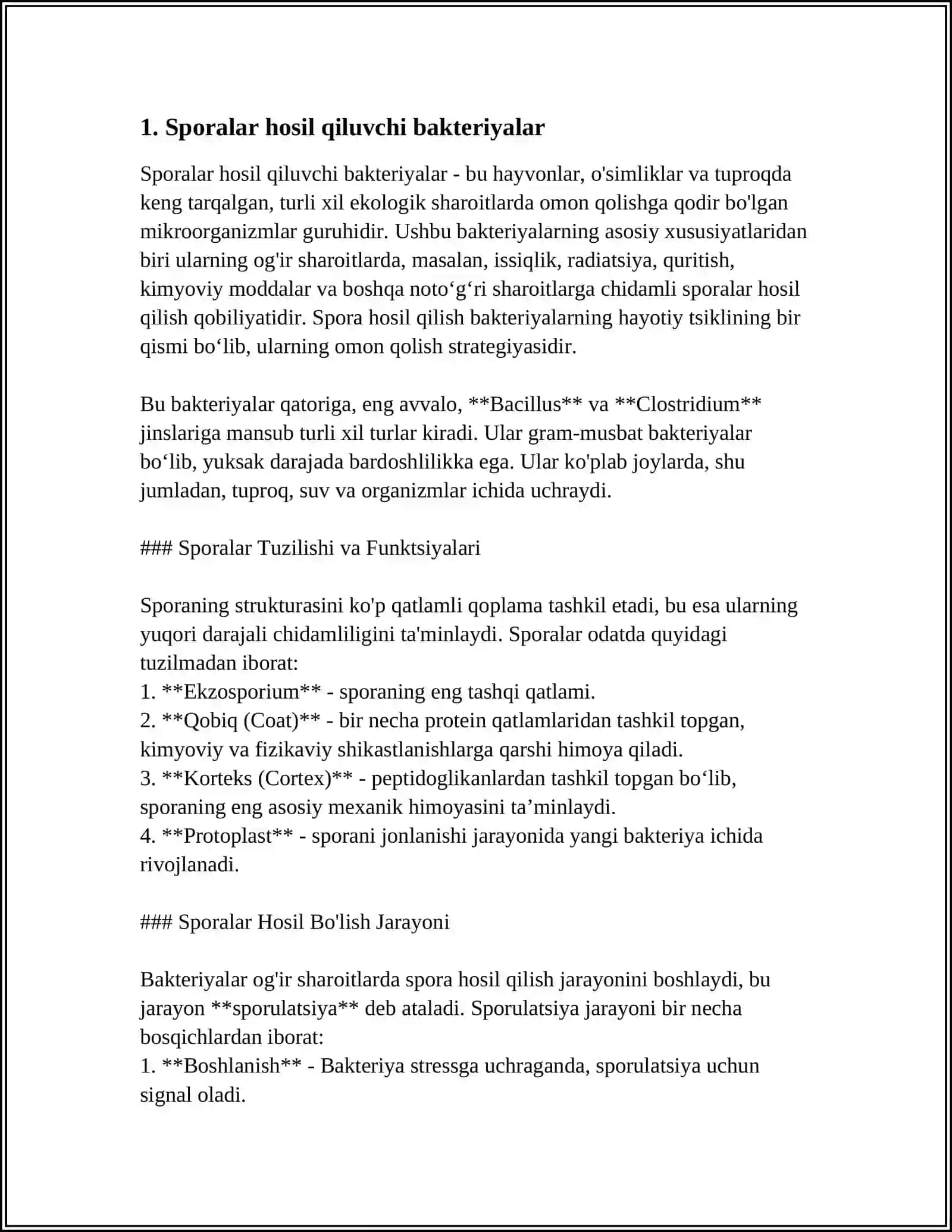 BAKTERIYALARNING SPORA HOSIL QILINISHI VA SESTEMATIKASI 3