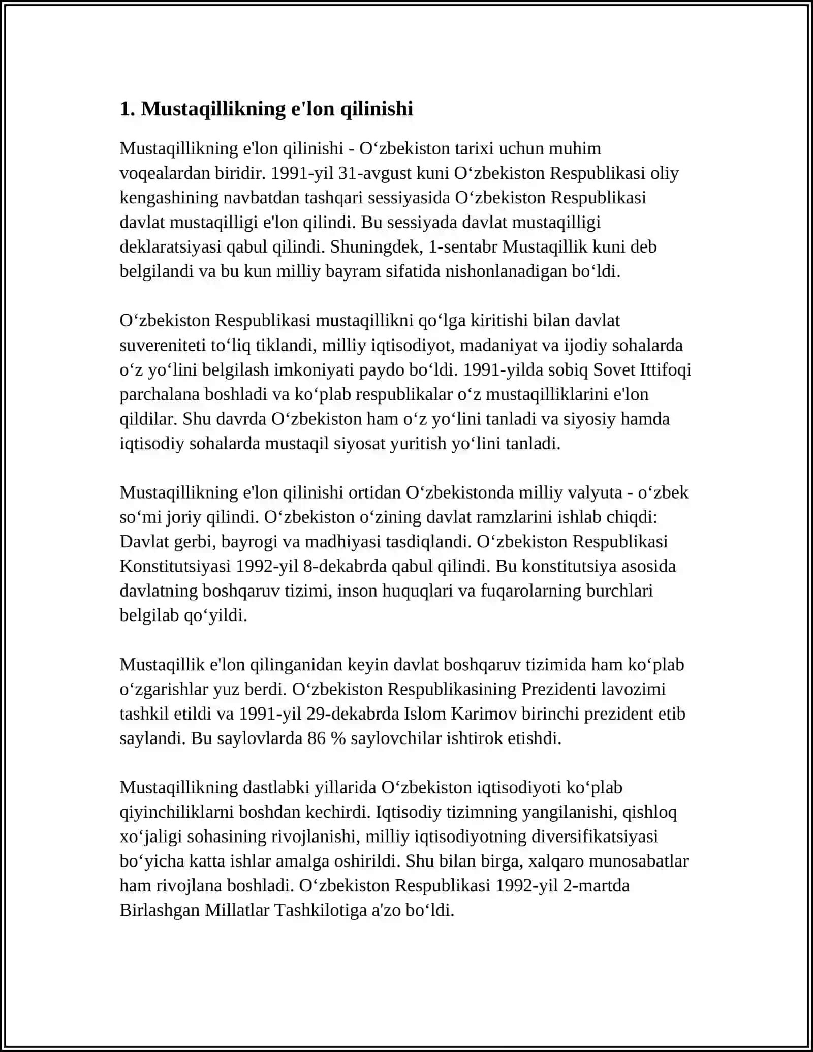MUSTAQIL O'ZBEKISTON 3
