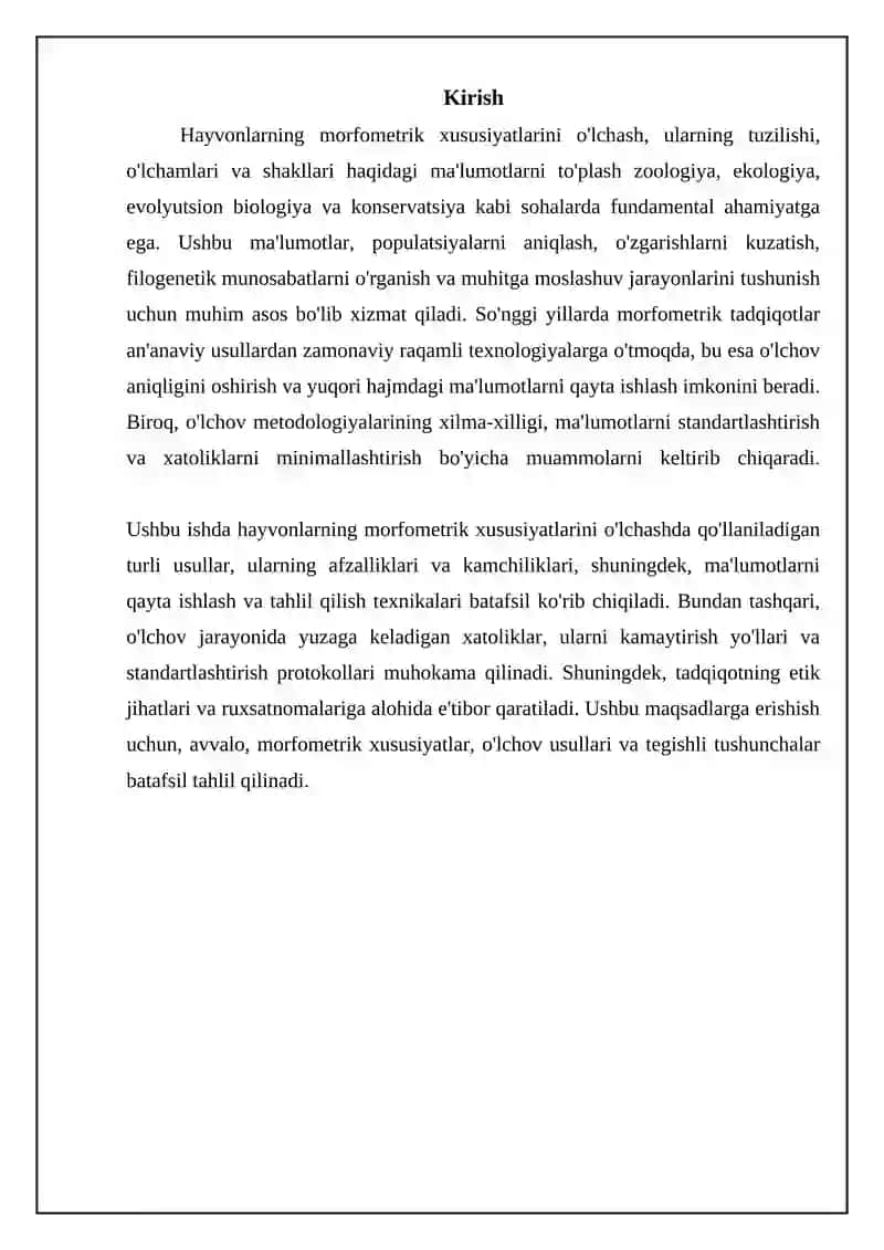 Morfometrik o'lchovlar: usullar, asboblar va texnikalar 3
