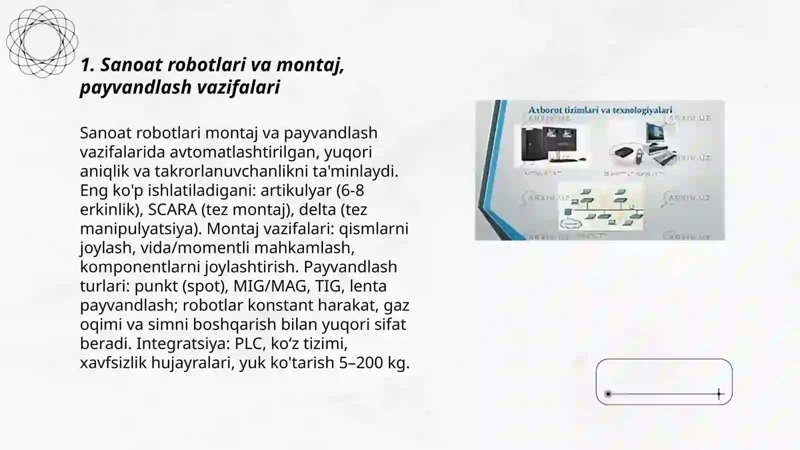 Sanoat robotlari va montaj, payvandlash vazifalari 3