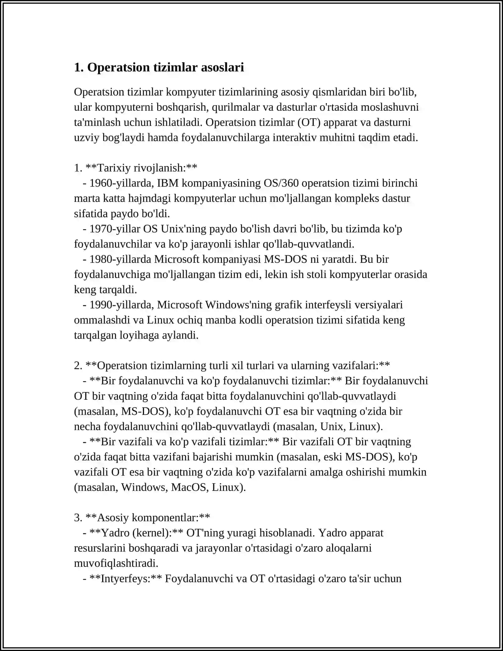 MUSTAQIL ISH Mavzu: TARMOQ OPERATSION TIZIMLAR BILAN ISHLASH 3