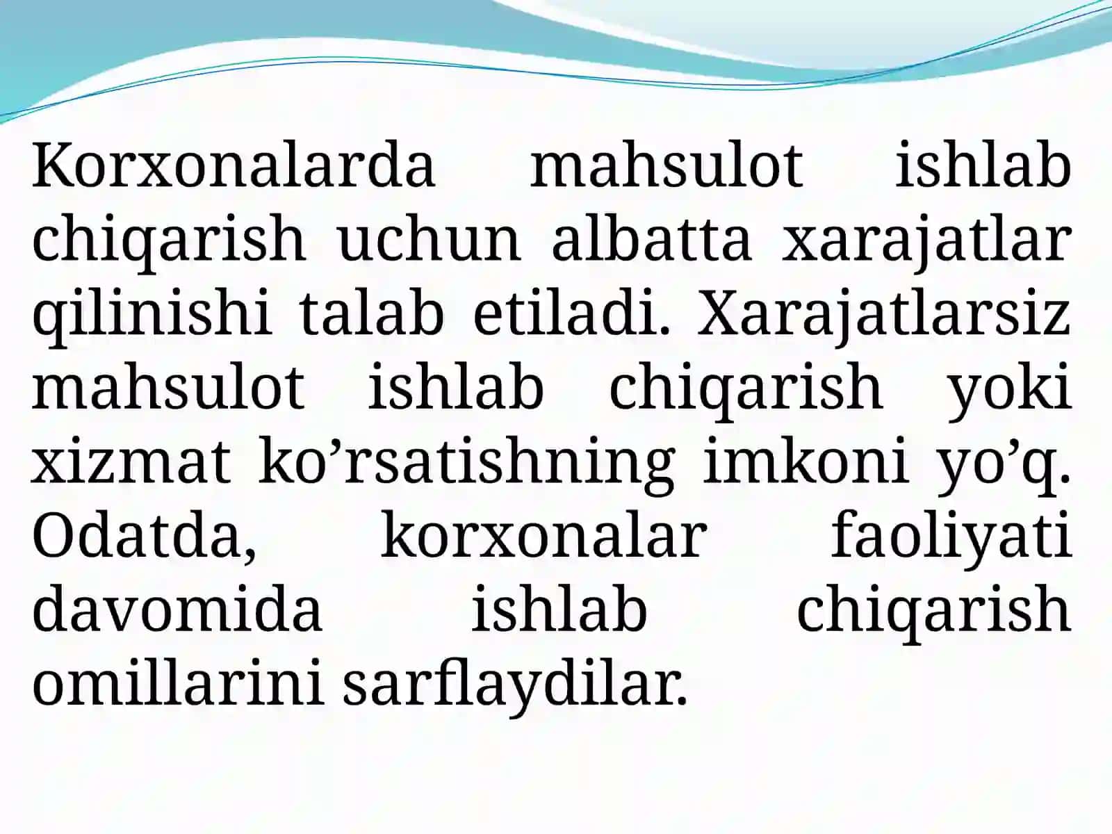 Korxonalarda ishlab chiqarish xarajatlari va  mahsulot tannarxi 3