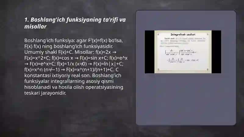 Boshlanğich funksiya va aniq integral 3