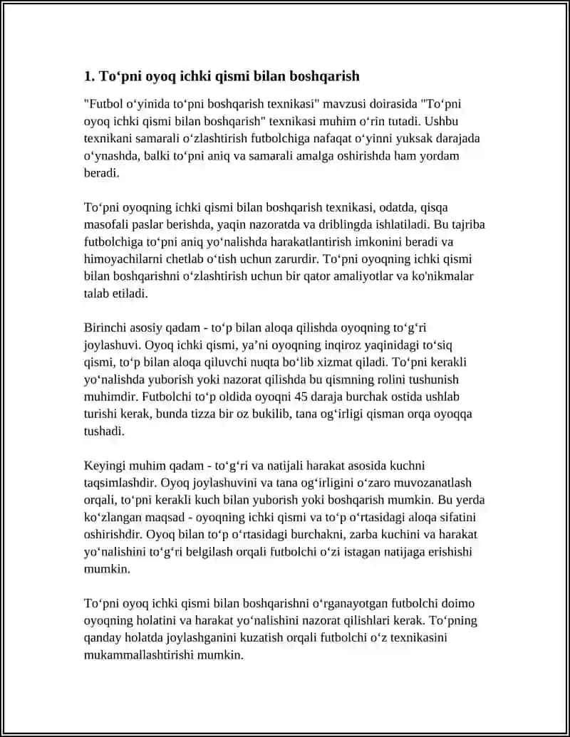 FUTBOL O'YINIDA TOʻPNI BOSHQARISH TEXNIKASAI 3