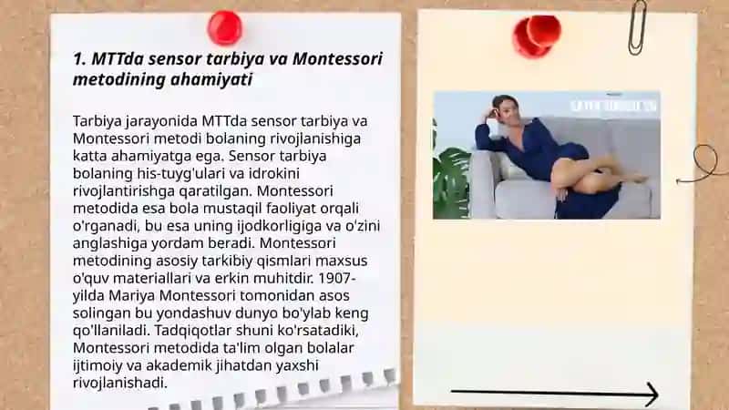 MTT da - sensor tarbiya. M. Montessori metodi haqida tushuncha 3