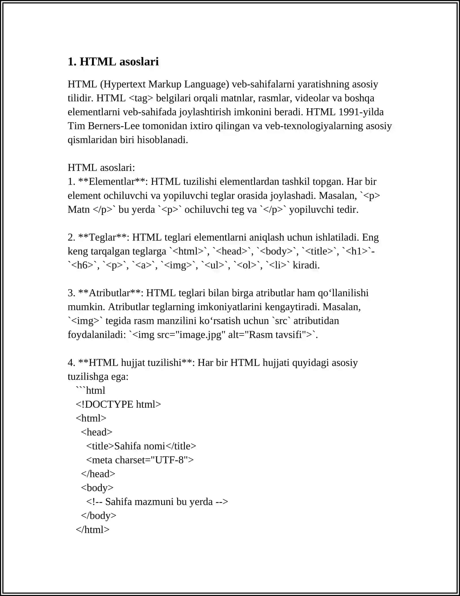 WEB SAHIFALARNI YARATISH 3