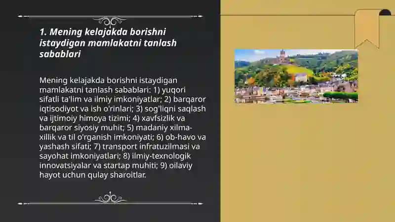 Mening kelajakda borishni istaydigan mamlakatim 3