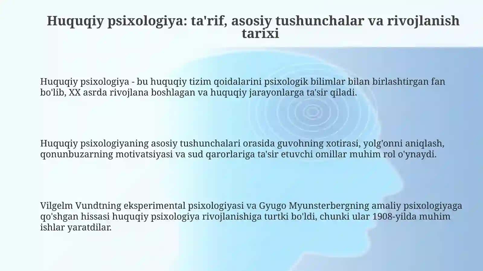 Huquqiy pisixologiya amaliy yuridik pisixologiyaning tarmog'i sifatida 3