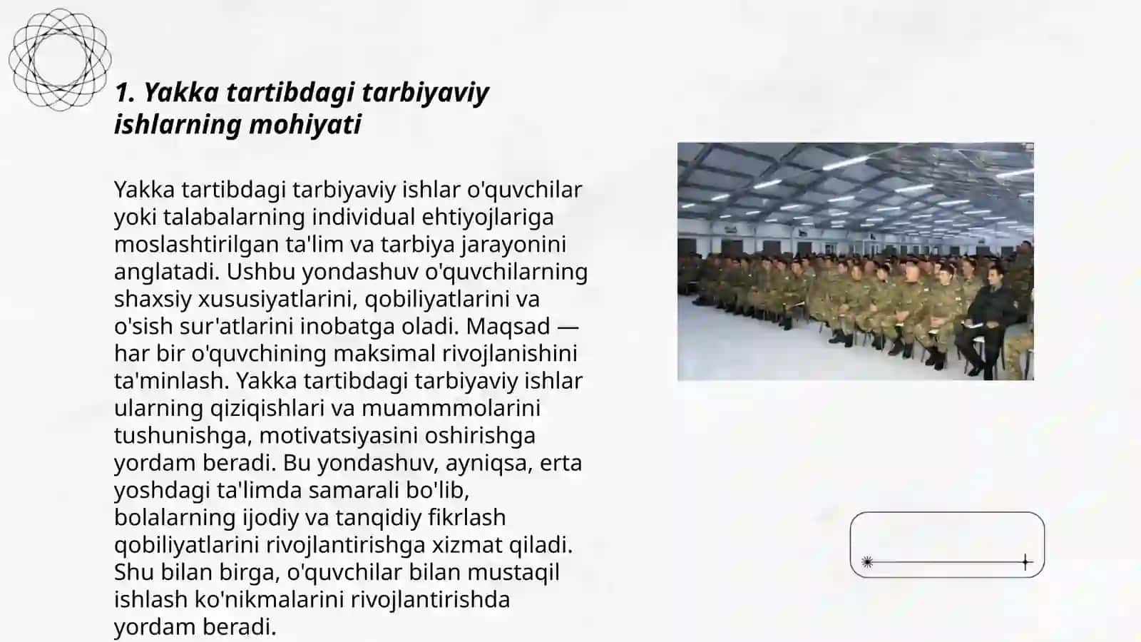 Tarbiyaviy va mafkuraviy ishlarni olib borishda yakka tartibdagi tarbiyaviy ishlarning ahamiyati va mazmuni 3