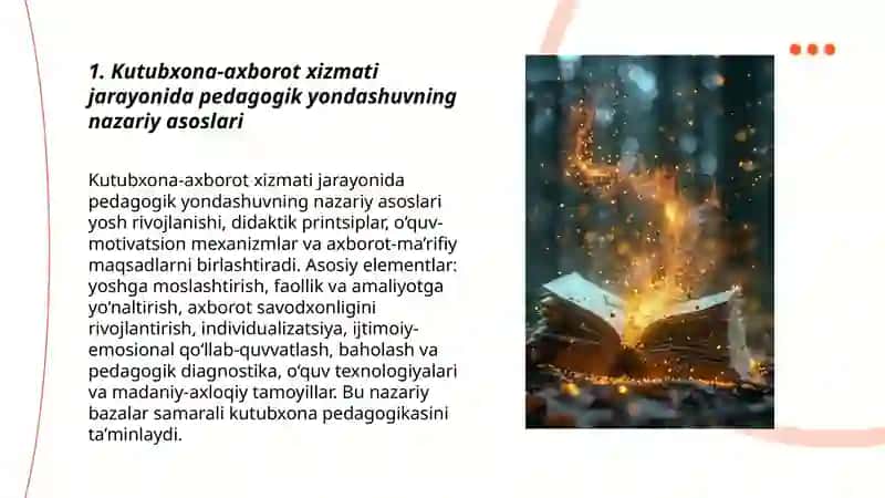 Kutubxona-axborot xizmati jarayonida pedagogik yondashuv: bolalar va oʻsmirlar bilan ishlashning asosiy tamoyillari 3