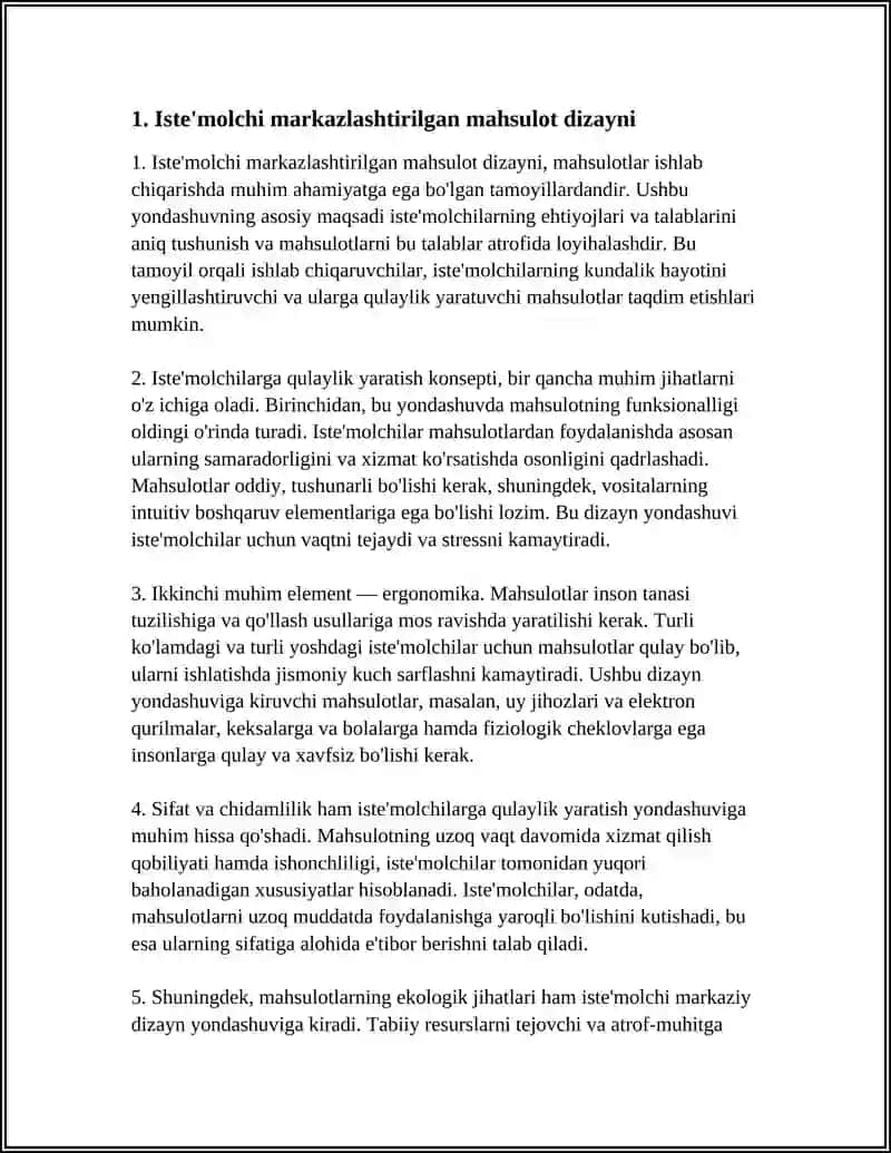 MAHSULOTLARNI CHIQARISHDA ISTE'MOLCHILARGA QULAYLIK YARATISH 3