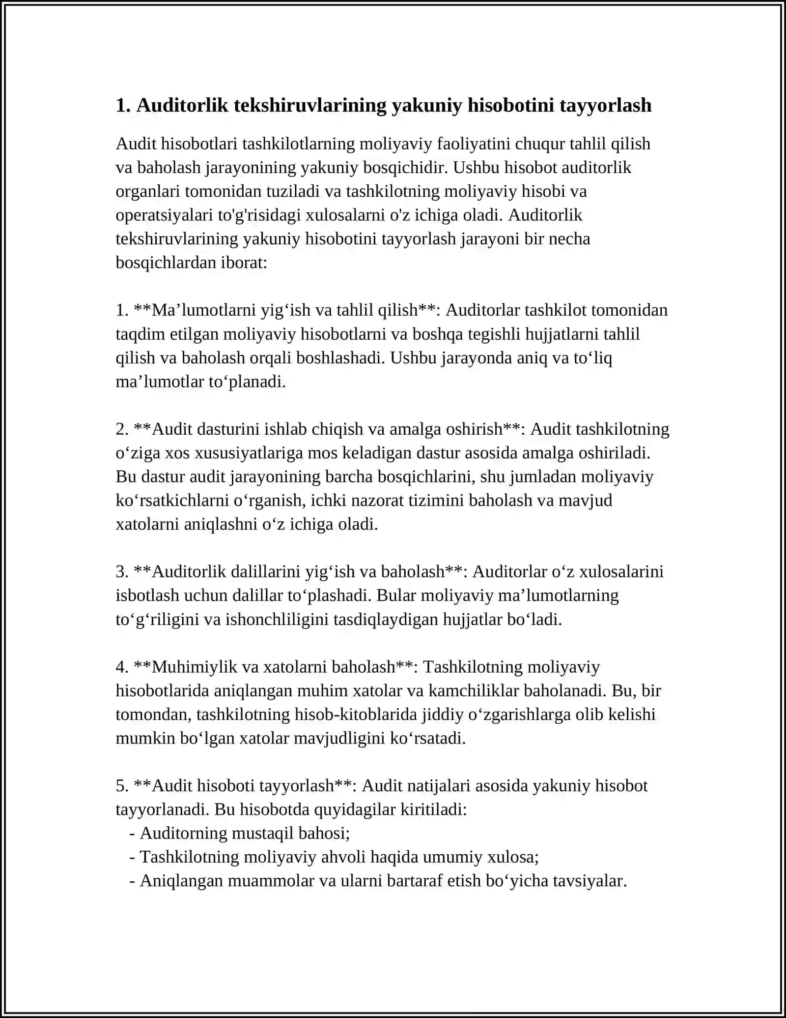 BANKLARDA AUDITORLIK TEKSHIRUVLARINING YAKUNIY BOSHQICHI 3