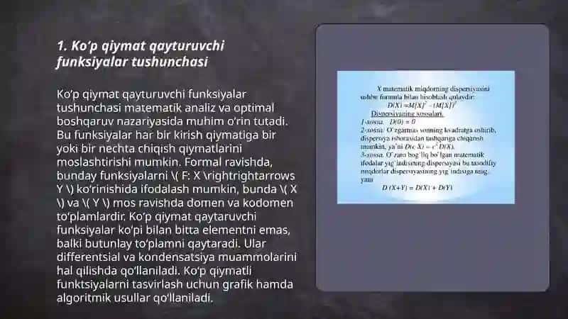Koʻp qiymat qayturuvchi funksiyalar 3