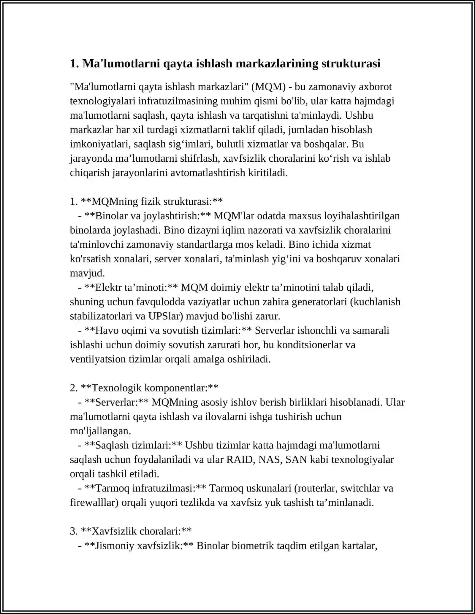 MALUMOTLARNI QAYTA ISHLASH MARKAZI FAOLIYATINI TAHLIL QILISH 3