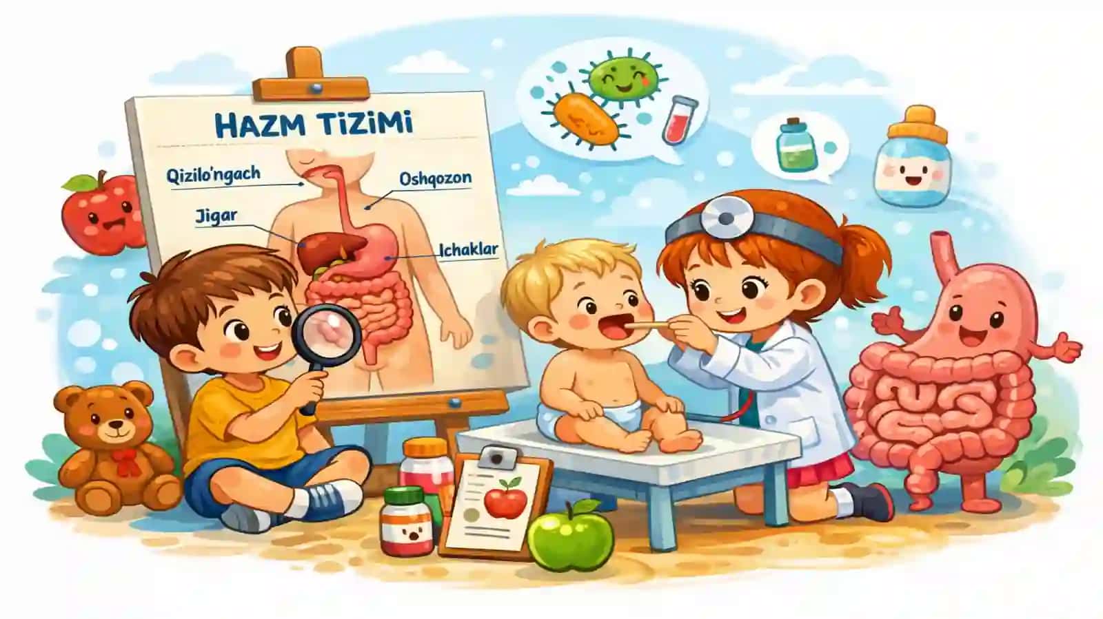 BOLALARDA HAZM TIZIMINI ANATOMO-FIZIOLOGIK HUSUSIYATLARI. TEKSHIRISH USULLARI. SO‘RAB-SURISHTIRISH, HAYOT VA KASALLIK ANAMNEZI. UMUMIY KO‘ZDAN KECHIRISH. OG‘IZ BO‘SHLIG‘INI KO‘ZDAN KECHIRISH 3