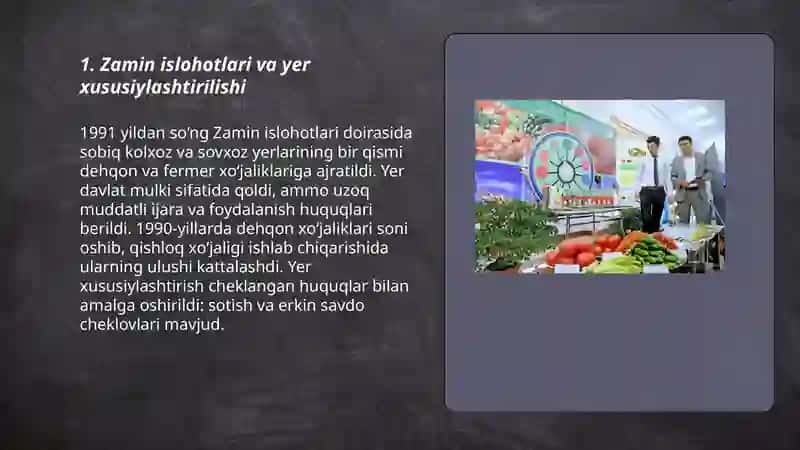 Mustaqillik yillarida qishloq xoʻjaligi sanoat oʻzgarish 3