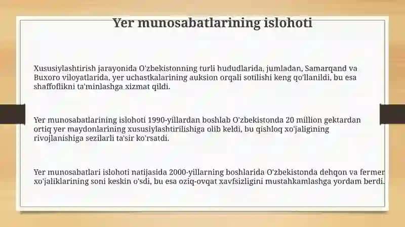 Iqtisodiy islohotlar xususiy mulkchilikning shakllaninishi 3