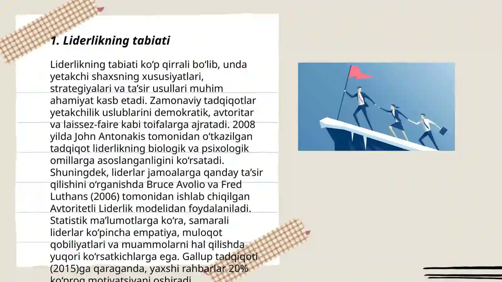 Liderlik: tabiati, turlari, superliderlik fenomeni. Liderlik faoliyat motivlari 3
