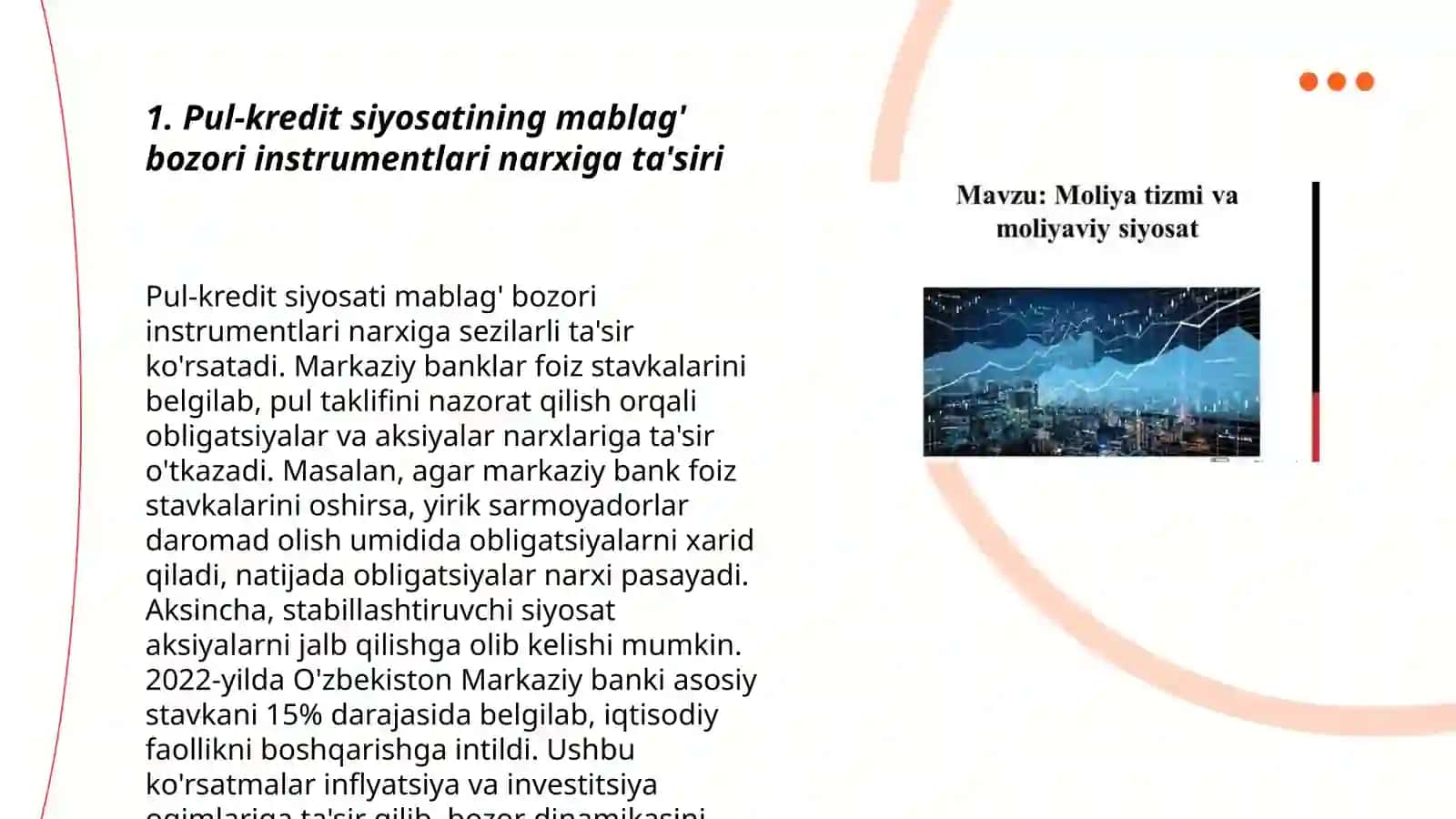 Monetar siyosatning moliya bozori instrumentlari narxiga ta'siri 3