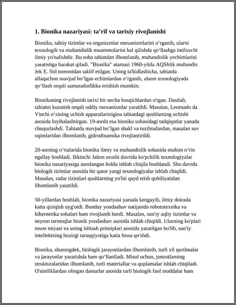 BIONIKA ASOSLARI VA UNI INSON HAYOTIDAGI OʻRNI 3