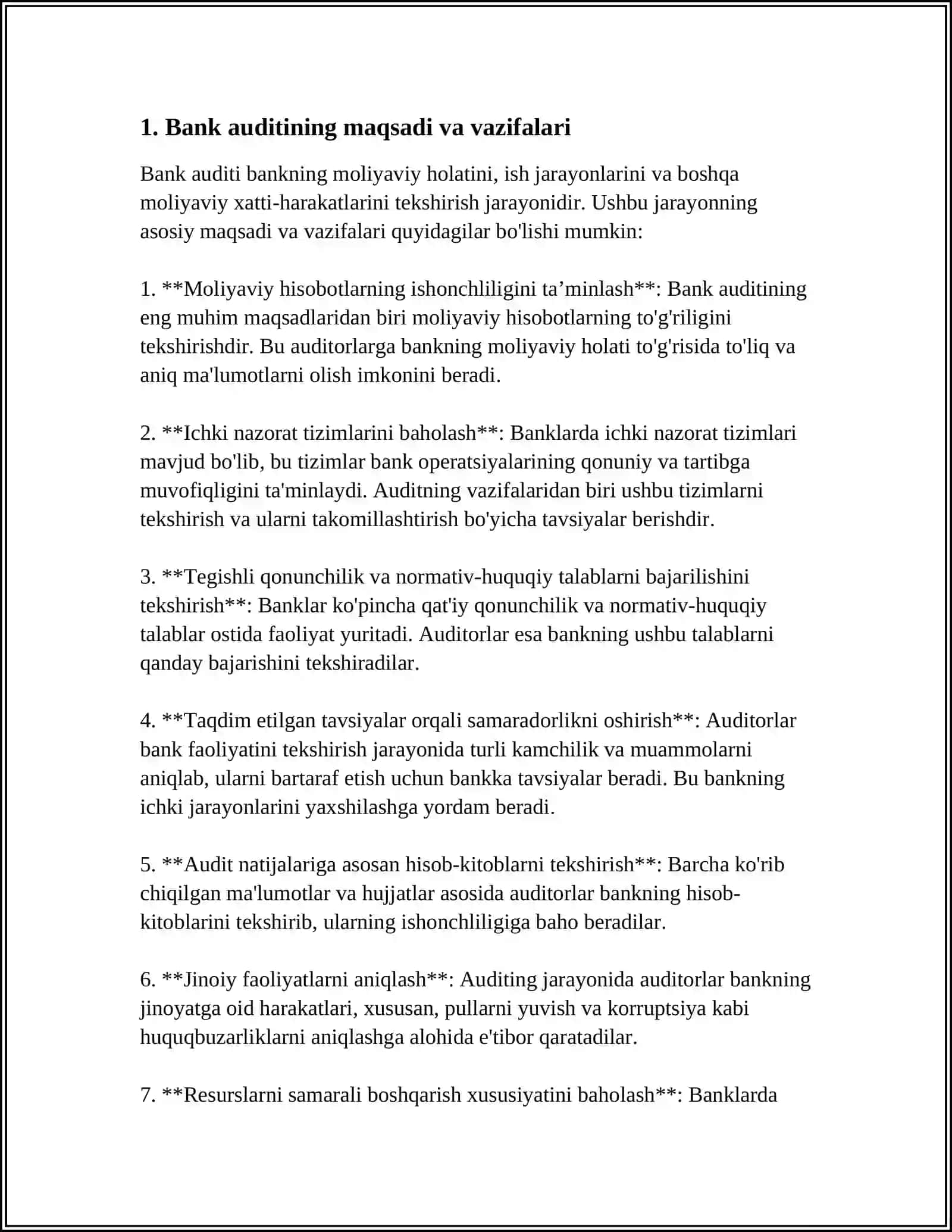 BANK AUDITI SOHASIDA AUDITORLIK FAOLIYATINI AMALGA OSHIRISH HUQUQINI LITSENZIYALASH 3