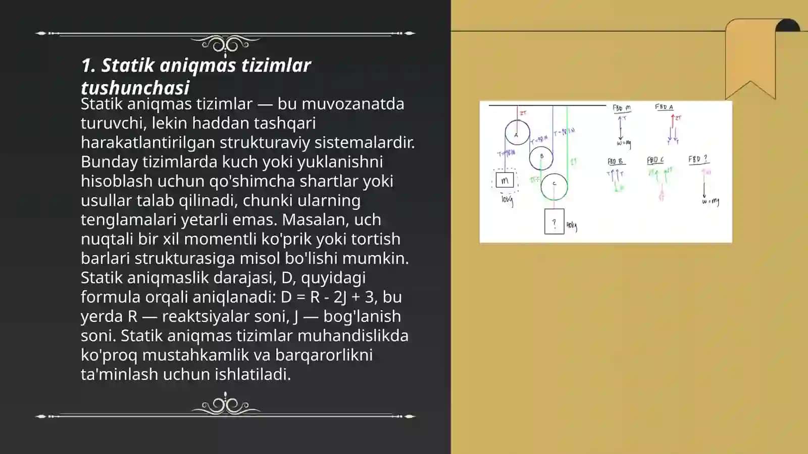 Statik aniqmas sistemalar hisoblash 3
